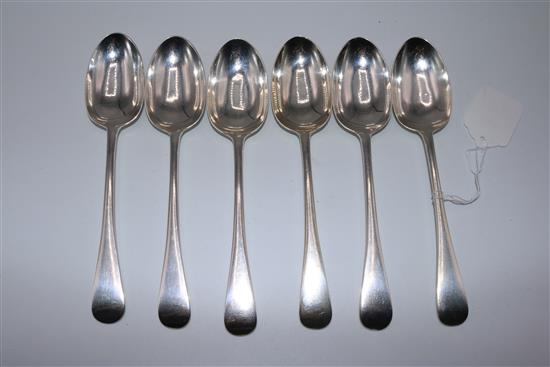 Set of six late Victorian silver Old English pattern tablespoons
